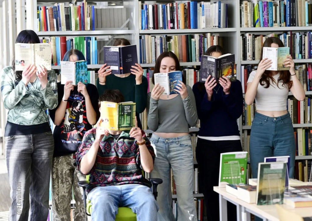 people in library